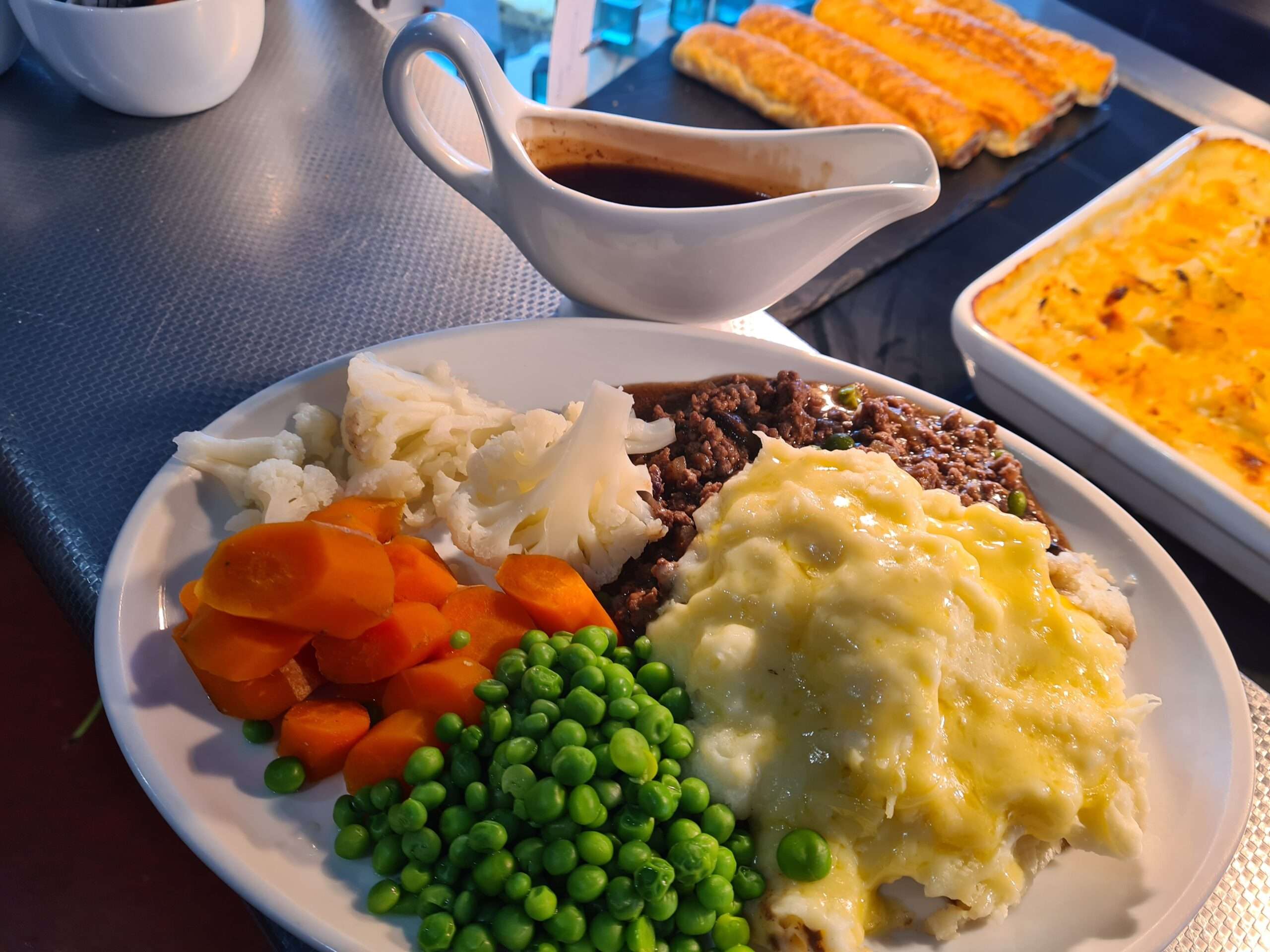 Traditional roast dinner with vegetables, mashed potato, gravy and Yorkshire pudding served at Time Out Coffee and Food in Diss.